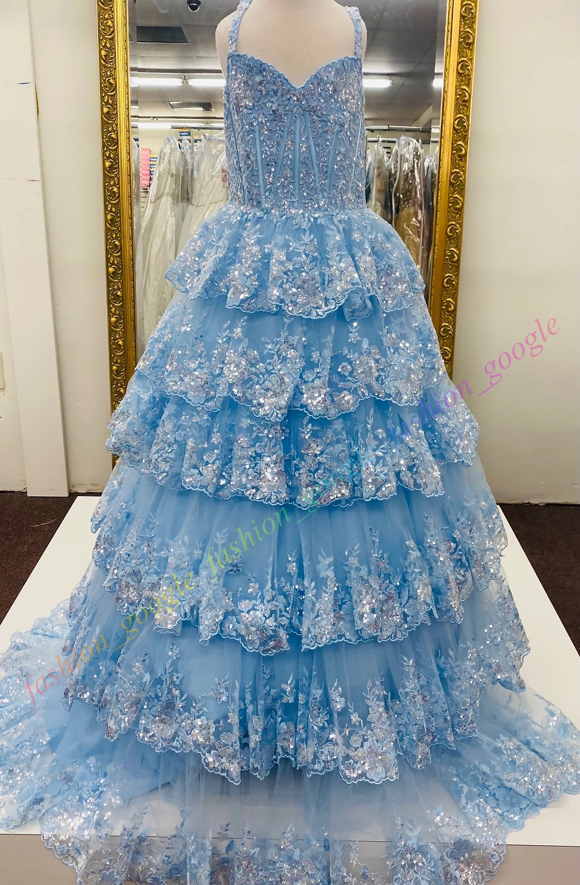 Robe de princesse à fleurs pour filles, à volants, paillettes, dentelle, bouffante, robe de concours de beauté, pour petit enfant, anniversaire, mariage, événement formel, cocktail, 1ère communion, lilas, blush, ivoire