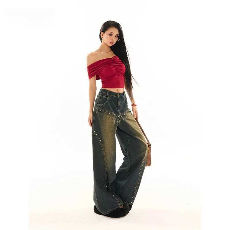 Women's Jeans New American Retro Washed Distressed Jeans for Men Women in Autumn Loose Slim and Versatile Wide-leg Pantsephemeralew