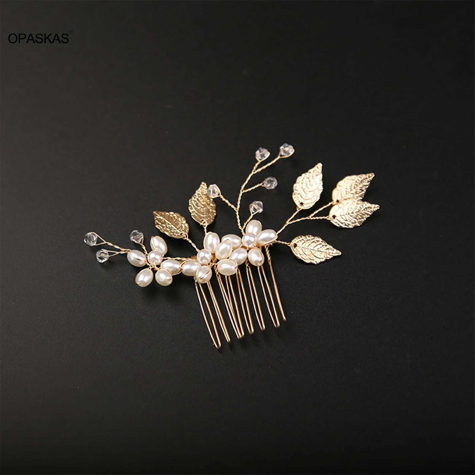 Bandeaux Perle Fleur Épingle À Cheveux Peigne Latéral En Forme De Feuille D'or Diadèmes En Alliage De Mariage Mariée Insérer Pinces À Cheveux Bijoux De Cheveux Chapeaux De Mariée