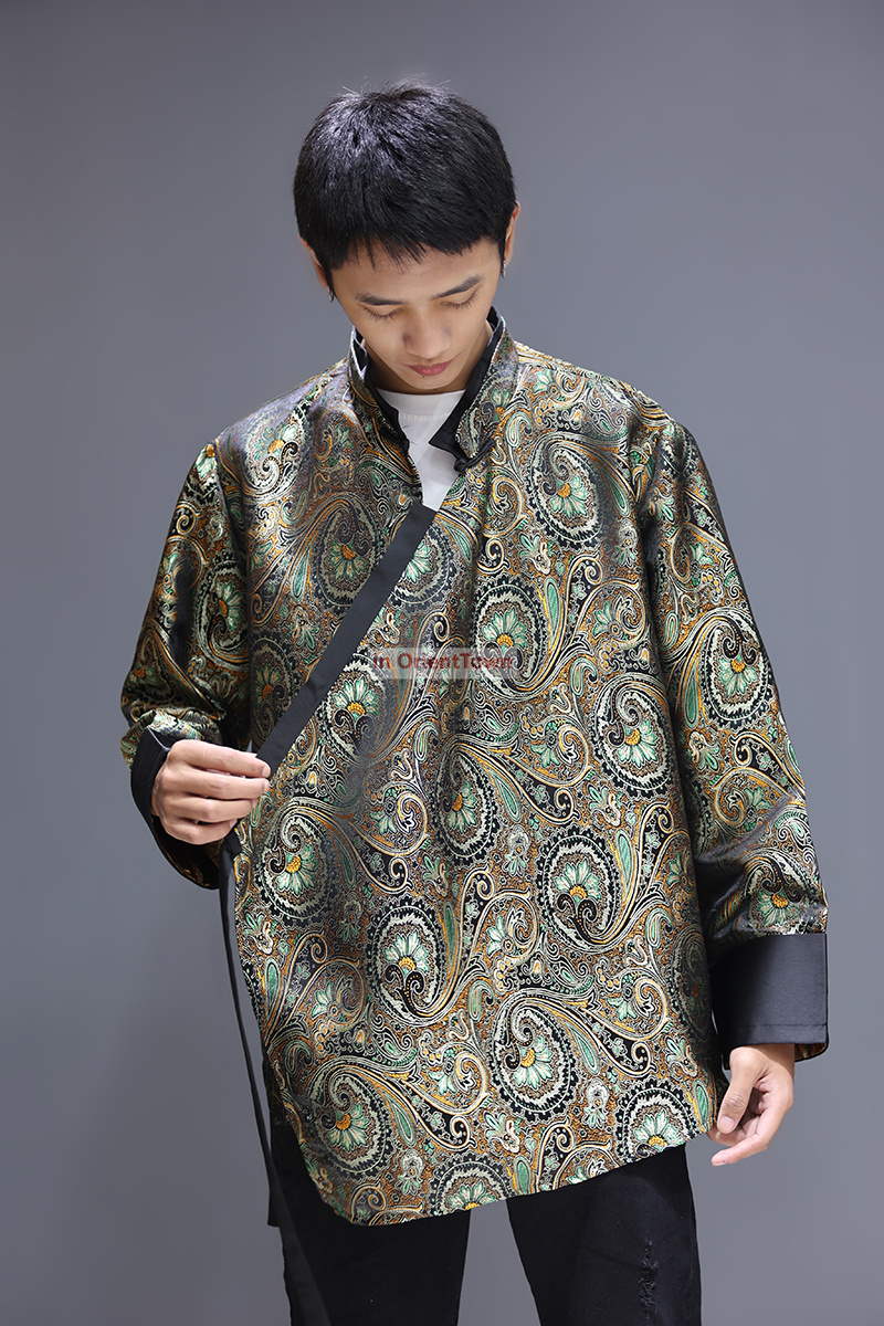 Tibet tendance hommes été décontracté à collectionner manteau Style chinois coupe ample Tang costume à manches longues col montant veste de jeunesse