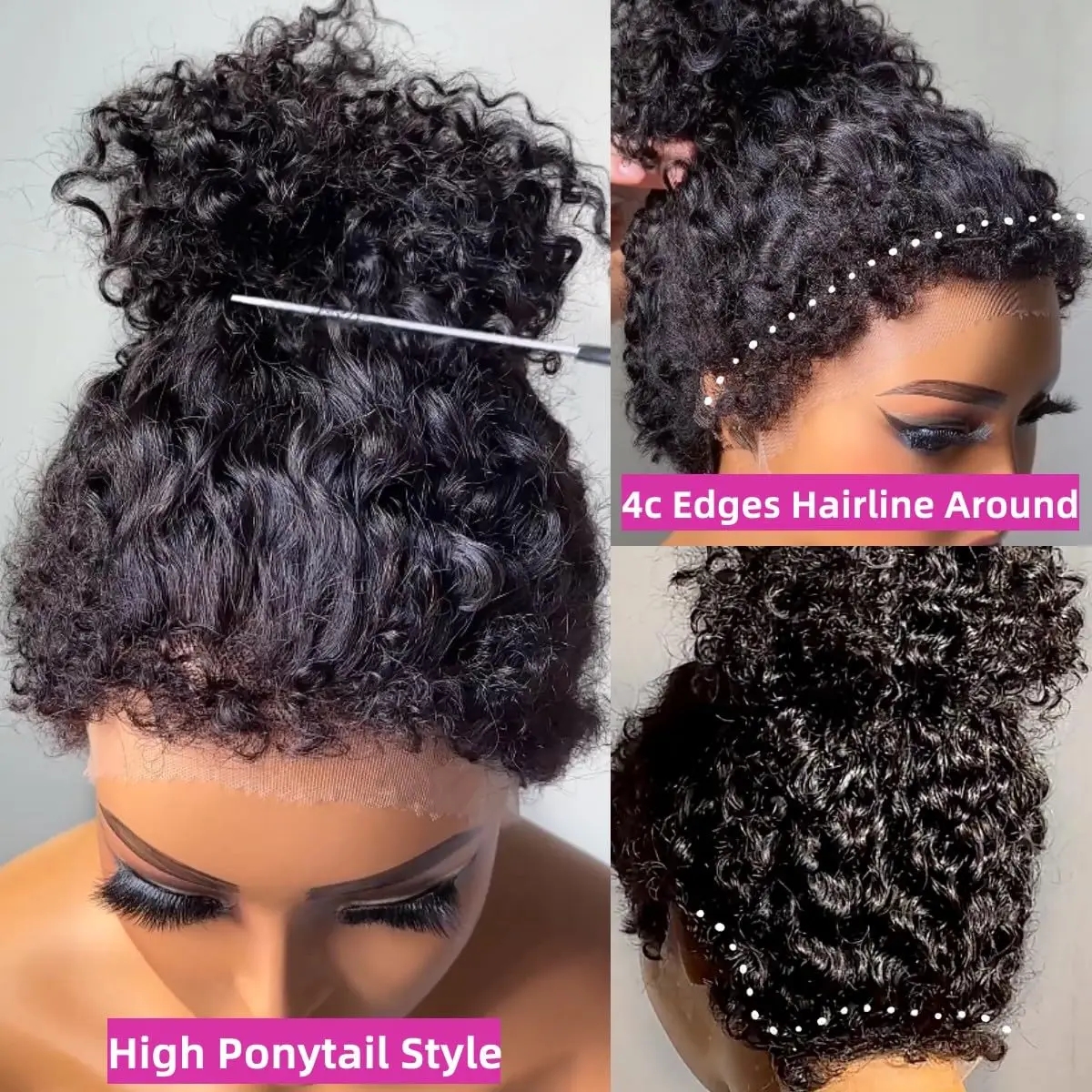 360 Pełna koronkowa peruka czołowa Brazylijska głęboko kręcone przezroczyste koronkowe przednie pary ludzkie włosy dla czarnych kobiet wstępnie wyrzucone wysokie kucyk naturalny wygląd
