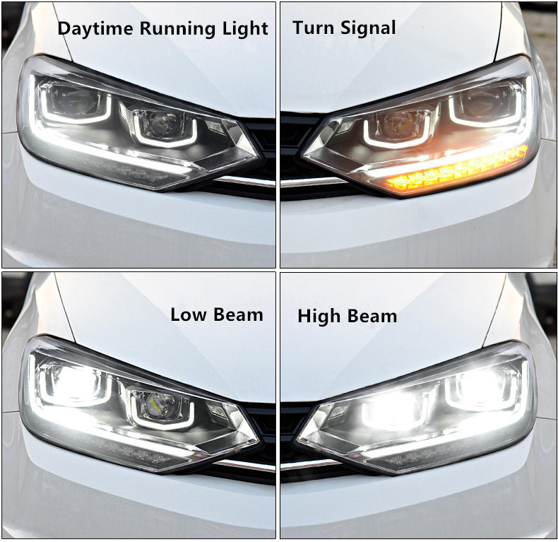 VW Touran L High Beam Headlight 2016-2018 Turn Signal LampプロジェクターレンズのLEDデイタイムランニングヘッドライト