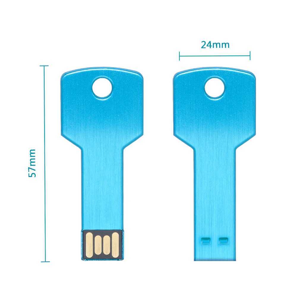 USB-flashstations USB-sleutelvorm Pendrive Metalen Memory Stick 4GB 8GB16GB 32GB 64GB128GB 256GB USB Flash Drive pen drive flash usb schijf pen drive