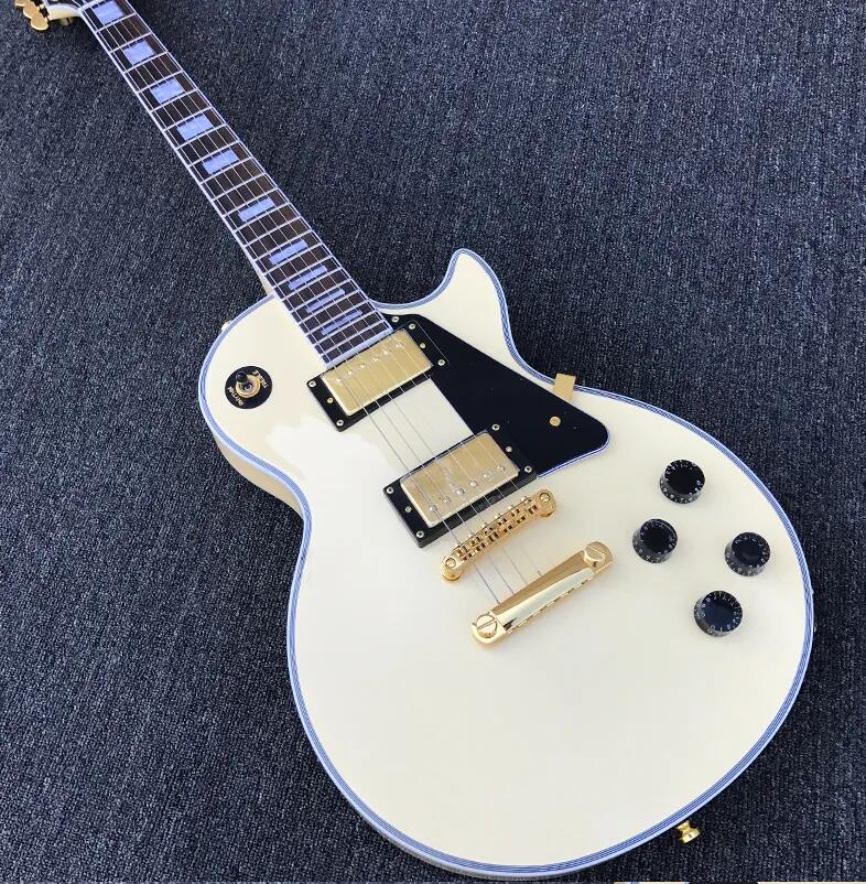 Custom Cream Color LP Electric Guitar Gold Hardware Mahogany Body Rosewood Fingerboard Guitarra 