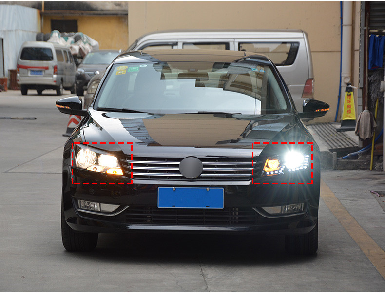 Bil Turn Signal Headlight Auto Daytime Running Light for VW Passat B7 2011-2015 LED Head Lamp