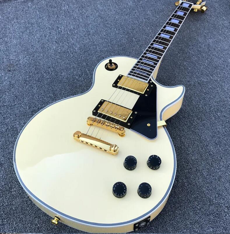Chitarra elettrica LP color crema personalizzata Hardware dorato Corpo in mogano Tastiera in palissandro Guitarra Spedizione gratuita