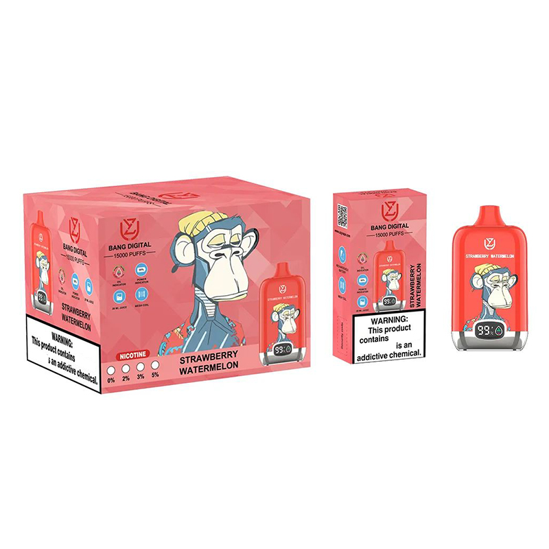 UZY Bang Digital Box Kit 15000 Rookwolken Wegwerp Vape Bladerdeeg 15K 12K Olie Power Indicator Mesh Coil Oplaadbare E-sigaretten 0% 2% 3% 5% Vaper 12 Smaken