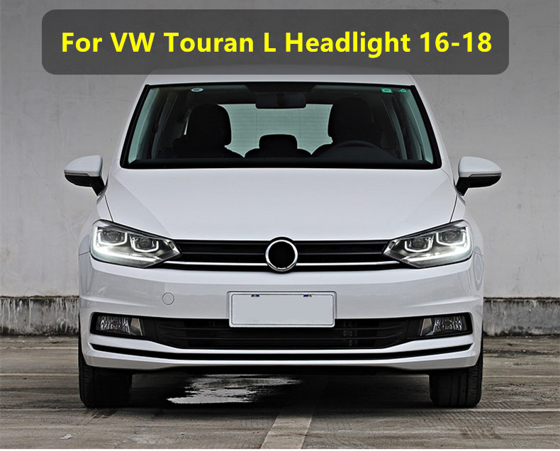 VW Touran L High Beam Headlight 2016-2018 Turn Signal LampプロジェクターレンズのLEDデイタイムランニングヘッドライト