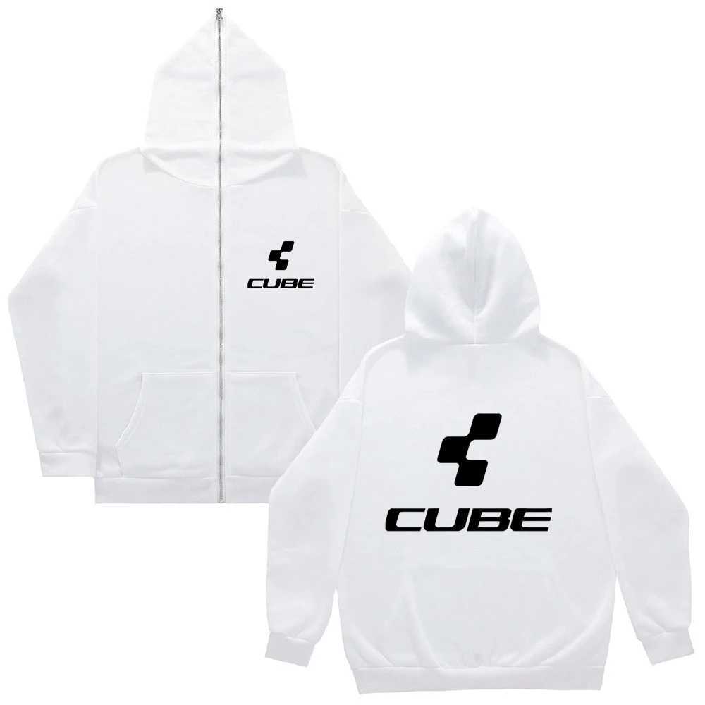 Sweatshirts Cube Ins High Street Y2K Unisex Inner Fleece Hoodies Sweatshirt Volledige ritssluiting Los oversized heren Dames streetwear jas