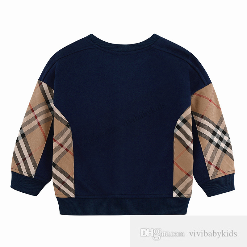 INS Kids Plaid Sweatshirt Boys Girls Patchwork Color Long Sleeve Pullover Fashionchildren 캐주얼 점퍼 S1036