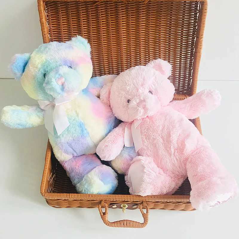 Animaux en peluche 36 cm ours en peluche marron jouet en peluche compagnon de couchage pour fille garçon bébé enfants Tie-Dye ours arc-en-ciel jouets en peluche