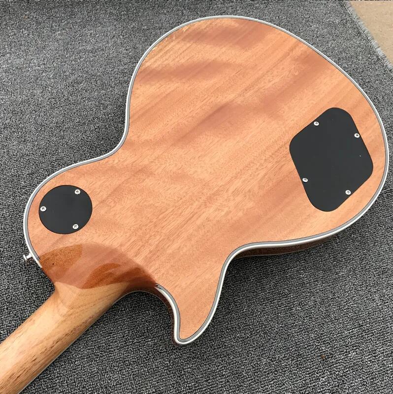 Guitare électrique LP personnalisée, dessus en érable flamme bleu-vert, une pièce, manche en acajou, Contour du talon, livraison gratuite