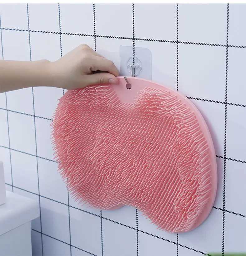 Bath Tools Accessories Dropshipme Shower Back Scrubber Body Scrub Exfoliating Silicone Reusable Sucker Wall Mat Bath Massage Tool Bathroom Accessories 240413