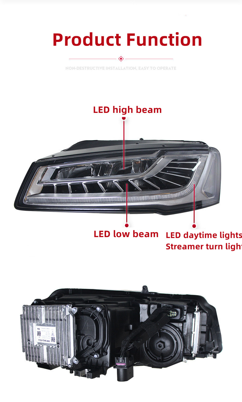 Conjunto de luzes principais do carro para audi a8 2012-20 18 led estilo matriz faróis led drl dinâmico sinal de volta luz acessório automático