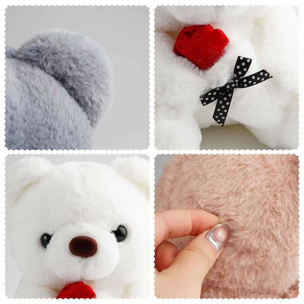 Stuffed Plush Animals 25cm Kawaii Bear With Rose Plush Toy Stuffed Animal Dolls I Love You For Girl Friend Birthday Gift Romantic Present Wholesale