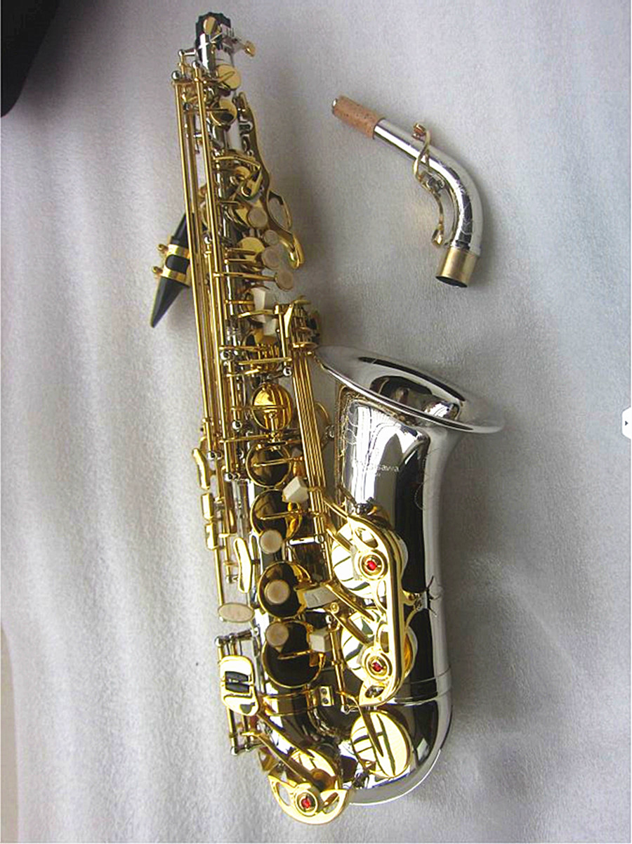 High-end origineel 037 één-op-één structuurmodel E-flat tune professionele altsaxofoon wit koperen buislichaam vergulde sax met koffer