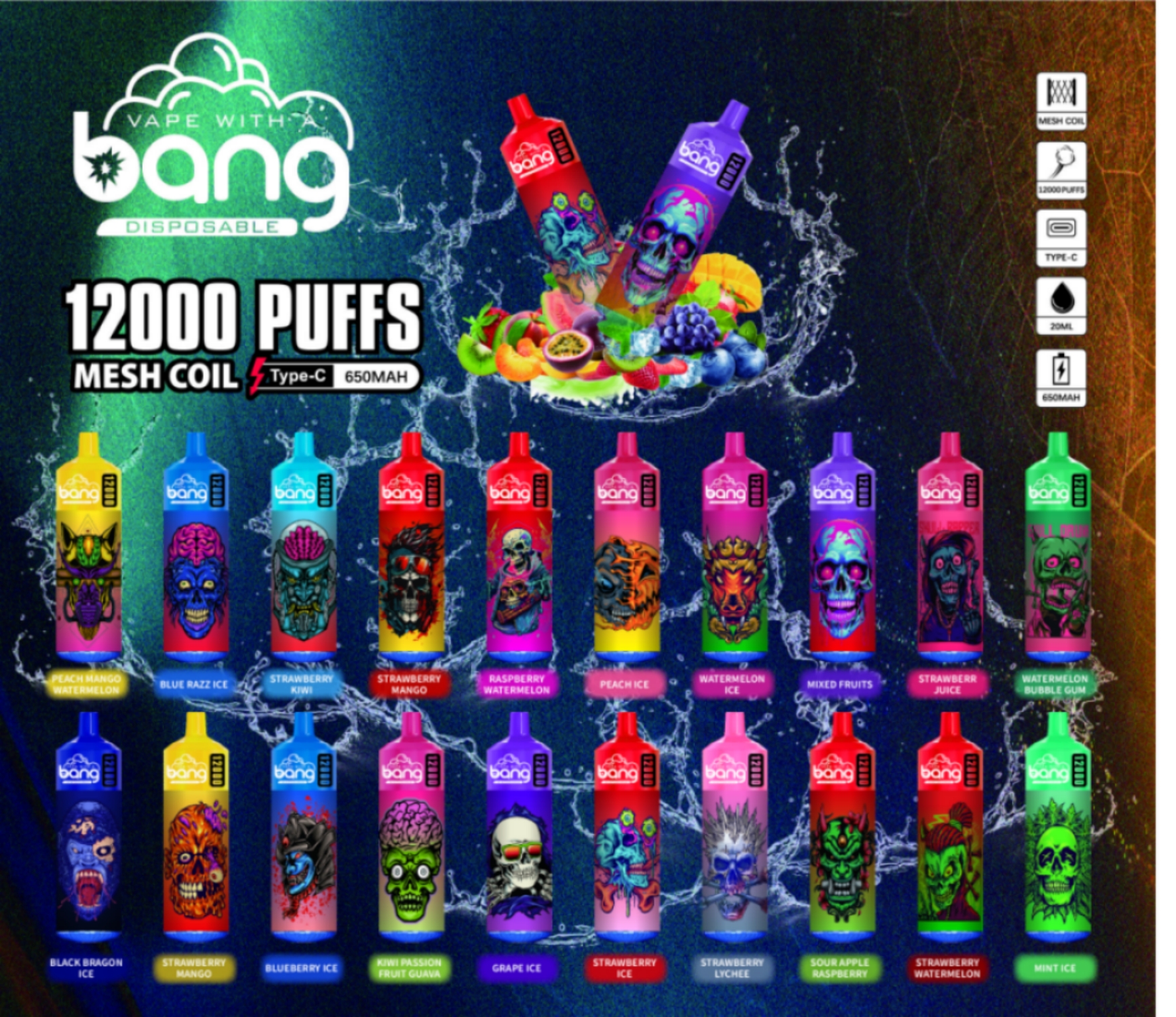 New Bang Box 12000 Puffs Vs Tornado 9000 10000  E Cigarette Rechargeable Vaper China Wholesale I Vape Bang Tornado 10000 XXL Disposable Vape Pen