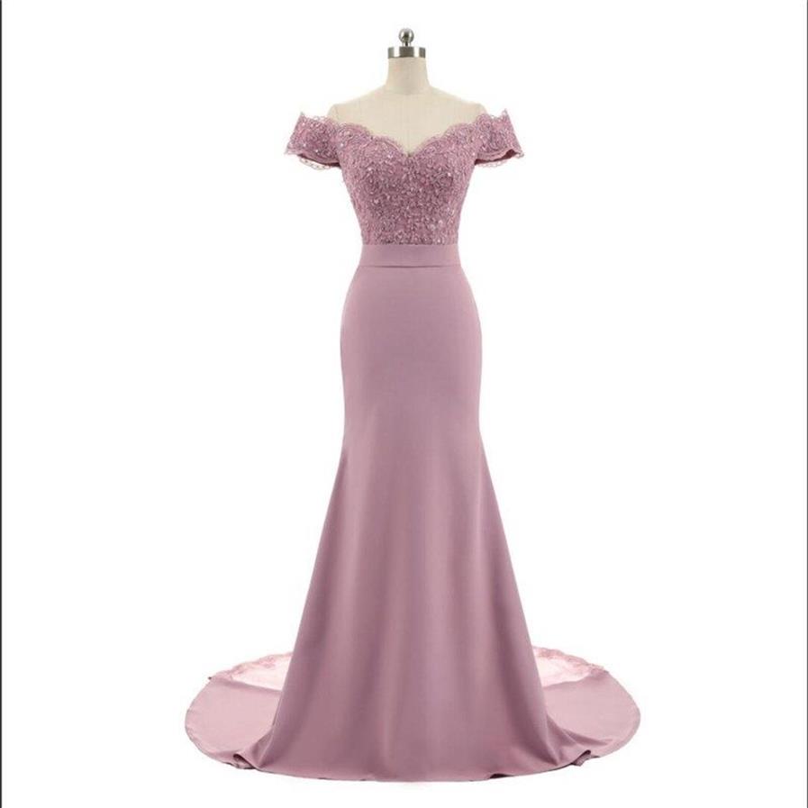 New Arrival Pink V Neck Cap Sleeve Vintage Lace Appliques Beaded Mermaid Bridesmaid Dresses Party Gowns Vestido De Festa305b