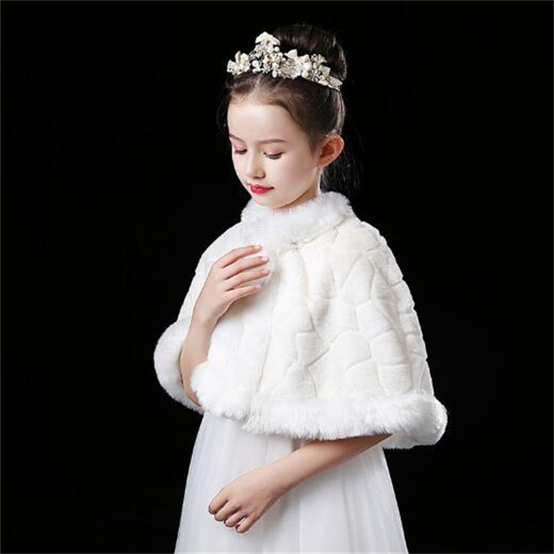 Châle blanc pour enfants, cape en fausse fourrure, vestes pour filles, vêtements d'extérieur à la mode, nouvelle collection automne-hiver 2024