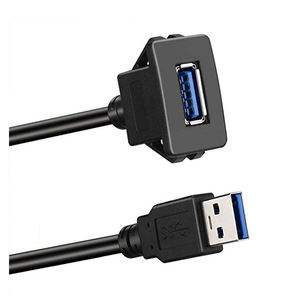 Câble d'extension encastré sur panneau USB3.0, 1M, avec boucle mâle à femelle, pour voiture, camion, bateau, moto, tableau de bord, 3 pieds