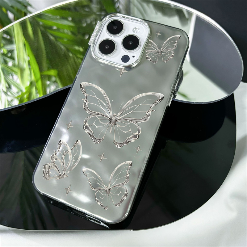 Custodia telefono farfalla con design in metallo Iphone 14 11 12 13 15 Pro MAX Plus Custodie protettive placcatura 200 pezzi