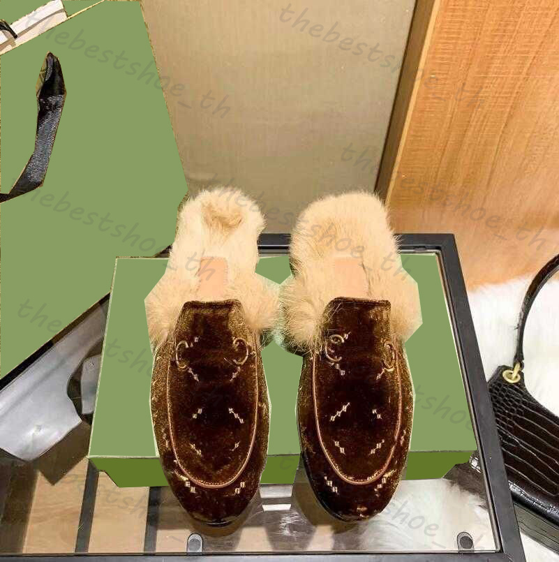 Designer Slippers Bont Princetown Muilezels Flats Dames Loafers Echt lederen sandalen Casual schoenen Metalen ketting Schoenen Kant fluwelen pantoffels