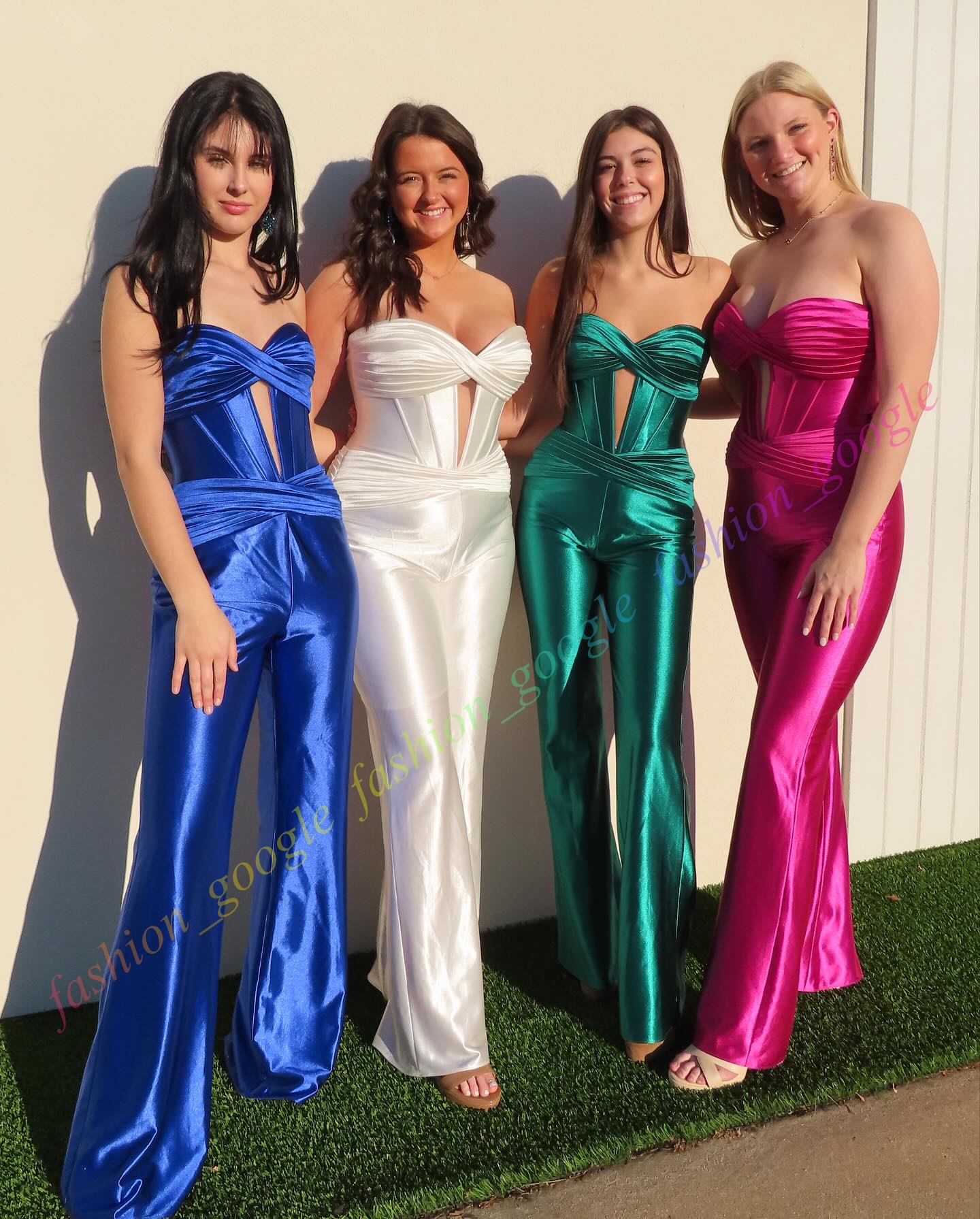 Strapless Corset Prom Jumpsuit Fuchsia Formal Party Rompers Twist-Ruched Keyhole Bodice Floor Length Lady Girl Pageant Wear Dress Straight-Leg Black Ivory Emerald