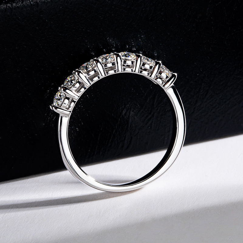 High quality Moissanite Ring for Female S925 Sterling Silver Net Red Tiktok Light Luxury Seven star Single row Diamond Ring