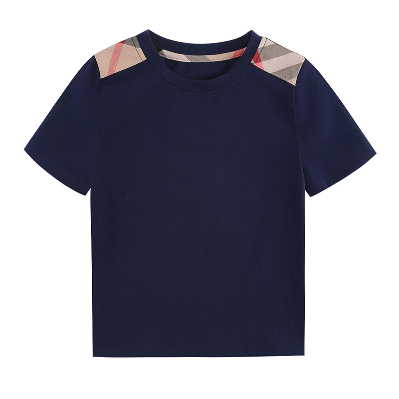 T-shirt à carreaux à manches courtes pour enfants, en coton, INS, décontracté, à la mode, vêtements assortis pour enfants, été 2024, S1049