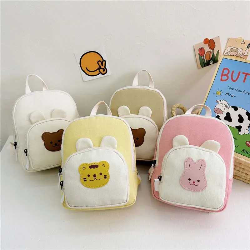 Bolsas coreano lona crianças mochila kawaii crianças bolsas para menina jardim de infância menino mochila dos desenhos animados urso coelho saco da criança 2023