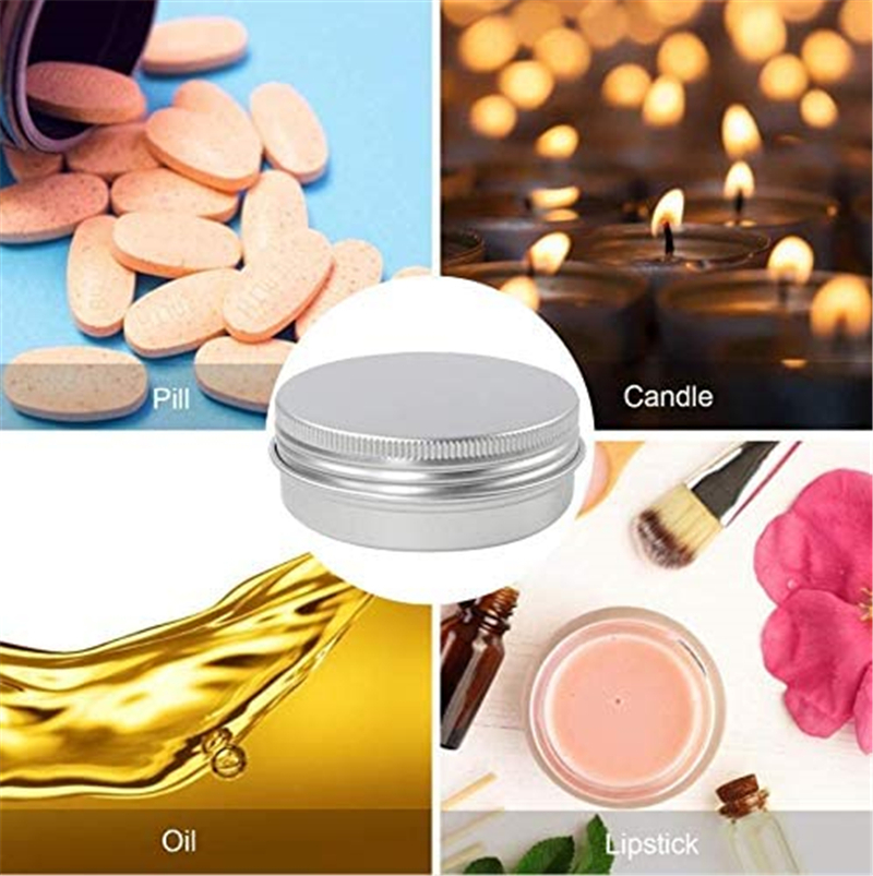 Aluminum Tin Jar Round Cans Cosmetic box with Lid Metal Tins Food Candle Containers Screw Tops for Crafts Foods Storage