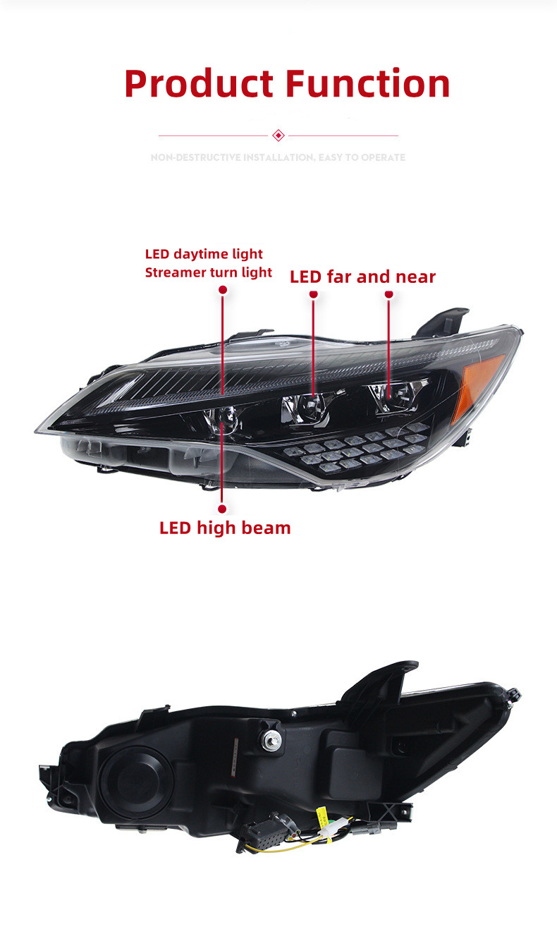 Headlight Assembly For Toyota Camry 20 15-20 17 US Version LED Sequential Turn Signal LED DRL Daytime LED Light