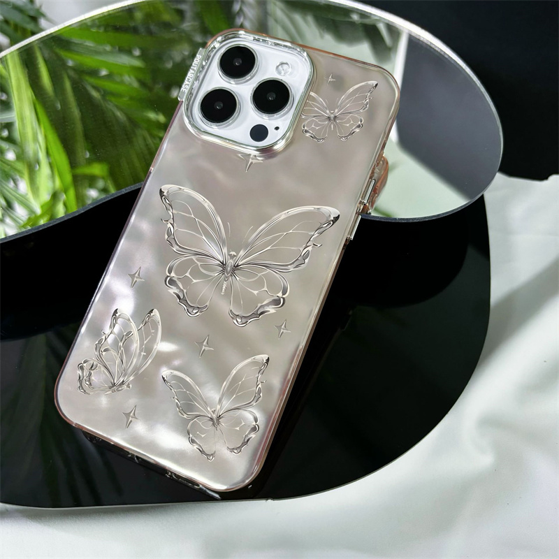 Custodia telefono farfalla con design in metallo Iphone 14 11 12 13 15 Pro MAX Plus Custodie protettive placcatura 200 pezzi