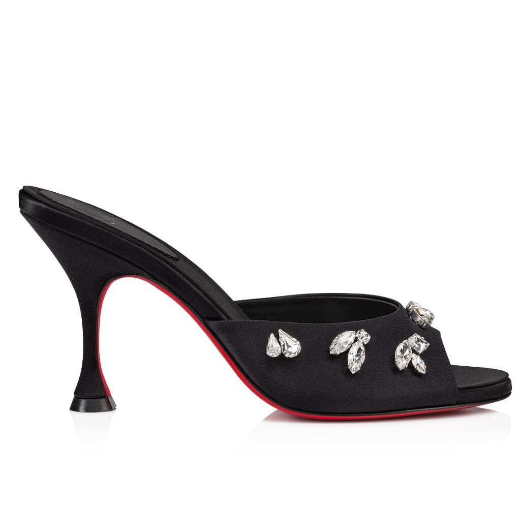 エレガントブランドの女性Degraqueen Mules Sandals Shoes Jewell like Strass Open Toe High Heels Slip on Sandalias Lady Luxury WalkingEU35-43
