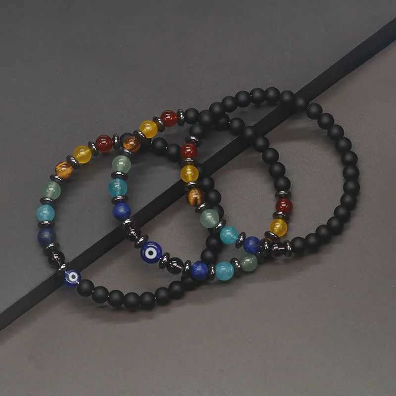 Bracelets de charme 2022 6mm Yoga 7 Chakra Bracelet Hommes Femmes Perdu Poids Magnétique Hématite Turc Mauvais Oeil Bracelet Pour Hommes Bijoux Spirituels