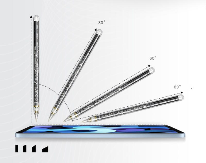 2024 Ny produkt, transparent aktiv kapacitiv penna för Apple Pencil för iPad -surfplatta, beröring av pennan, magnetisk laddning, gradient, se igenom, kontor, teckning, tillbehör