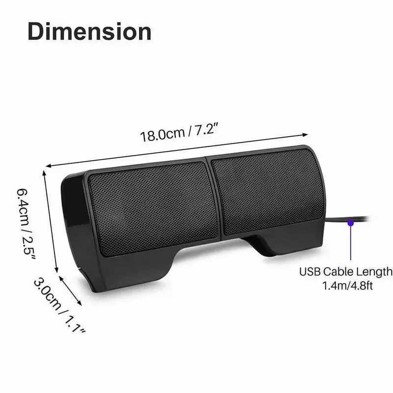 Haut-parleurs d'étagère e de mini haut-parleurs stéréo USB portables à clipser contrôleur de ligne barre de son pour ordinateur portable Mp3 téléphone lecteur de musique PC avec clip