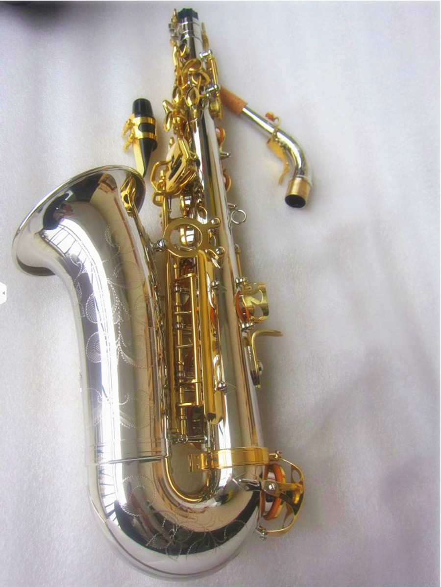 High-end original 037 estrutura um-para-um modelo E-flat tune profissional saxofone alto tubo de cobre branco corpo sax banhado a ouro com estojo