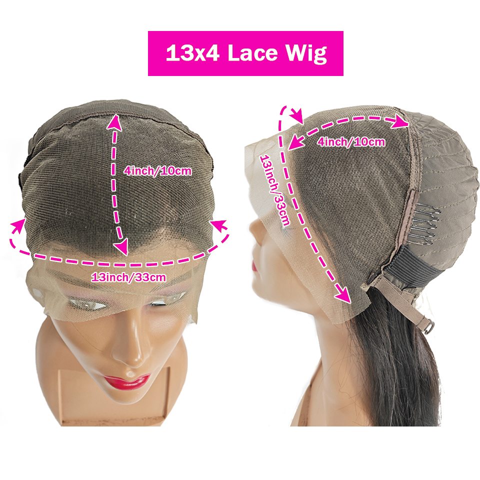 Perruque Lace Frontal Wig brésilienne naturelle, cheveux lisses, 13x4, 30 32 pouces, avec Closure transparente, pour femmes