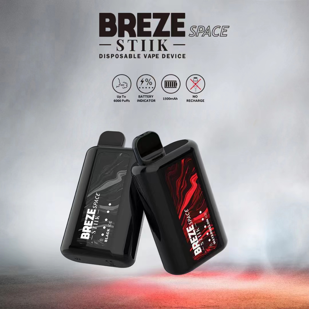 100% originele Breze Stiik 6000 soezen wegwerp elektrische sigaret wegwerppods 10ML Ejuice bijgevuld LED-display 950mah oplaadbare RGB wegwerppods vapes