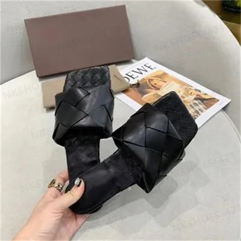 Designer Slippers High Quality Women Lido Half Slip Sandals Fashion Open Toe Braided Flat Slippers Designer Summer Soft Versatile Styling Shoes