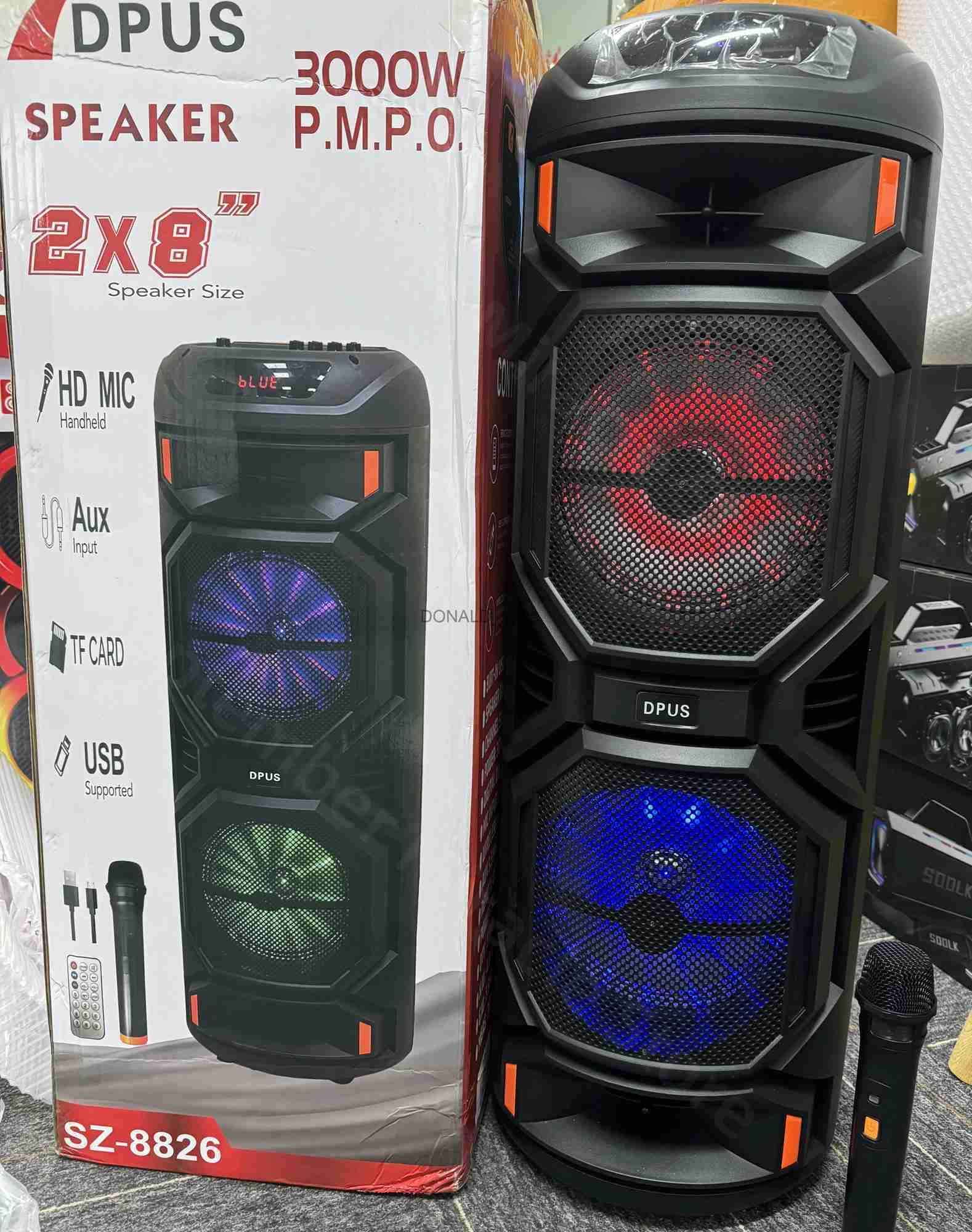 Speakers Double 8 Inch P.M.P.O 3000W Super Large Outdoor Bluetooth Speaker Karaoke Party Box Portable Wireless Subwoofer Column with Mic J240117