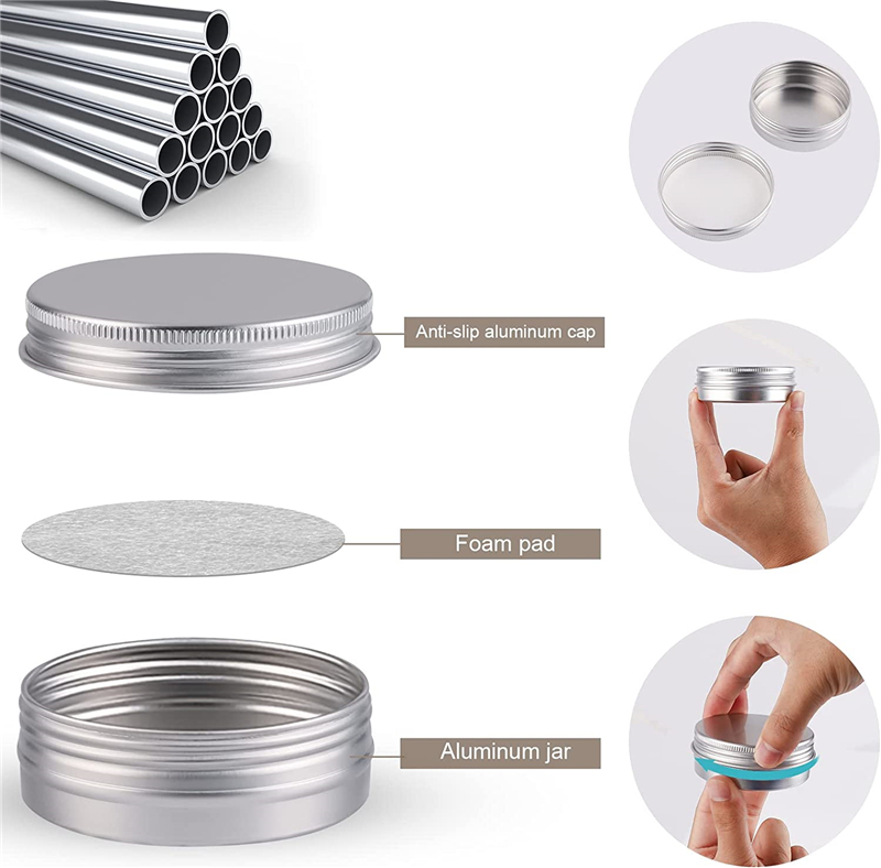 Wholesale Aluminum Tin Jar Round Cans Cosmetic box with Lid Metal Tins Food Candle Containers Screw Tops for Crafts Foods Storage