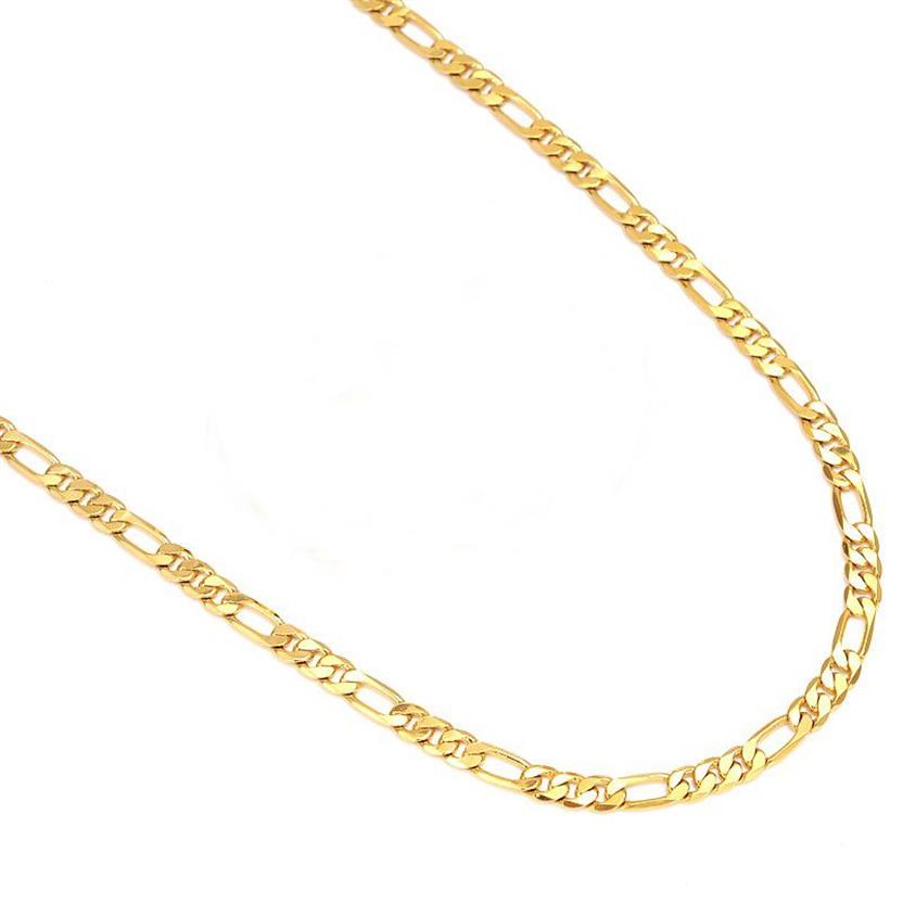 Collana da uomo con catena a maglie Figaro italiana in vero oro giallo massiccio 24k GF 8mm 24 pollici339G