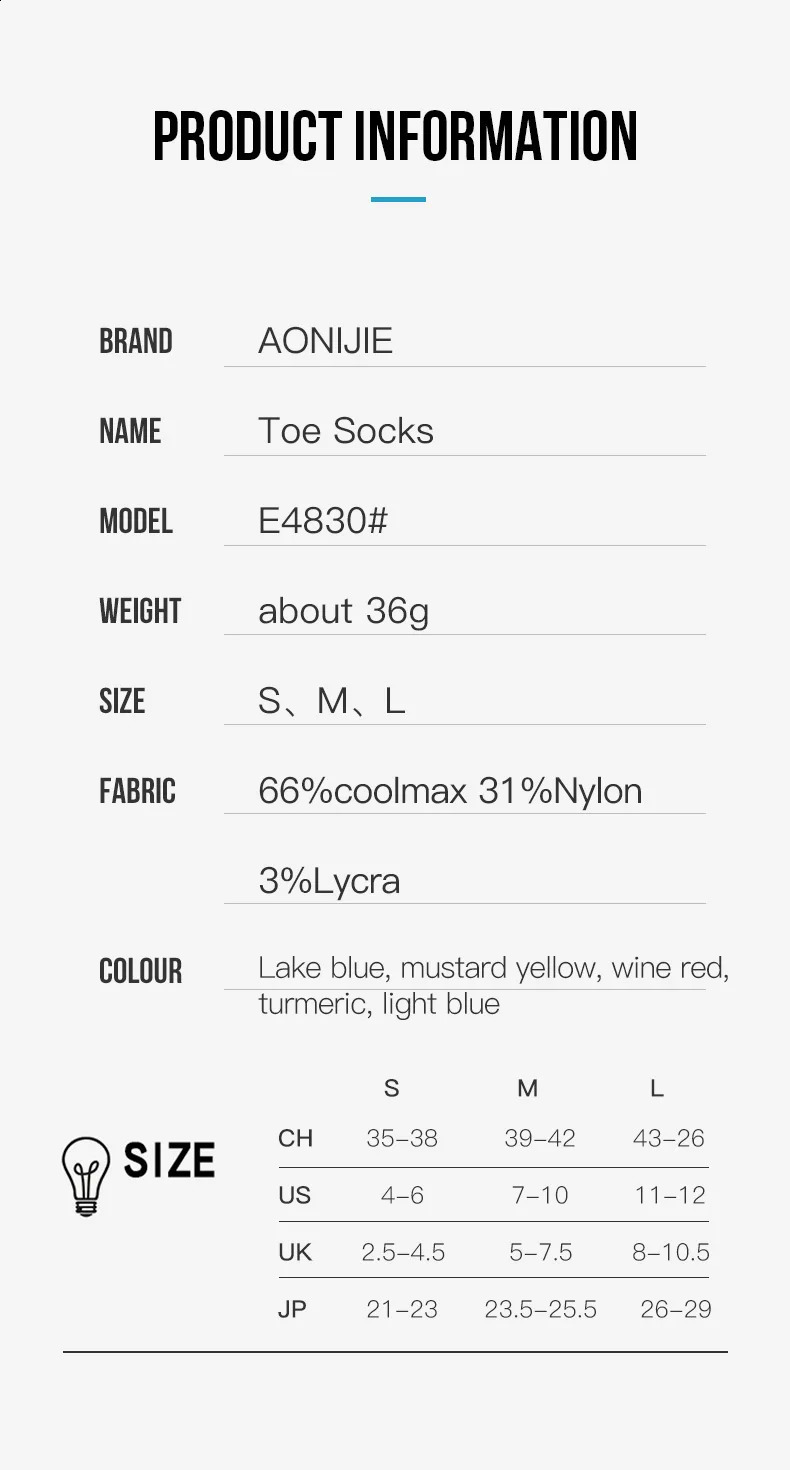 Set Aonijie E4830 Medium Long Tube Sport Fivetoes Socks Toe For Barefoot Running Shoes Marathon 240117