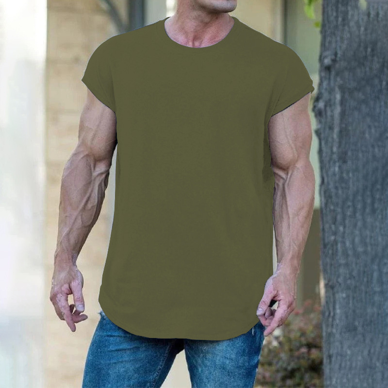 New T-shirt men loose solid color casual men plus size sports round neck T-shirt vest male