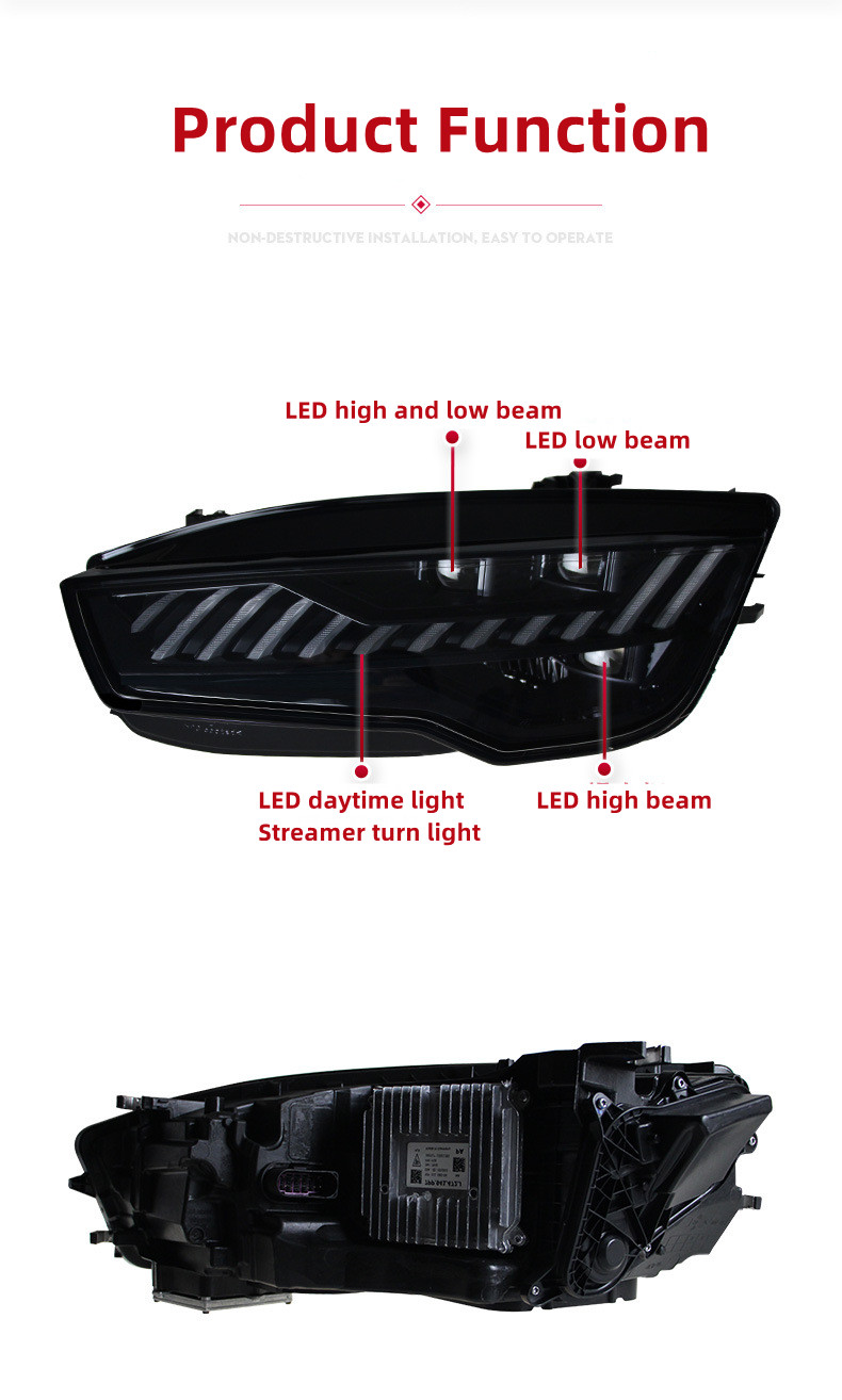 Haz alto y bajo para faros delanteros Audi A7 2011-20 17 RS7 luces LED diurnas DRL lámpara de cabeza de señal de giro dinámica