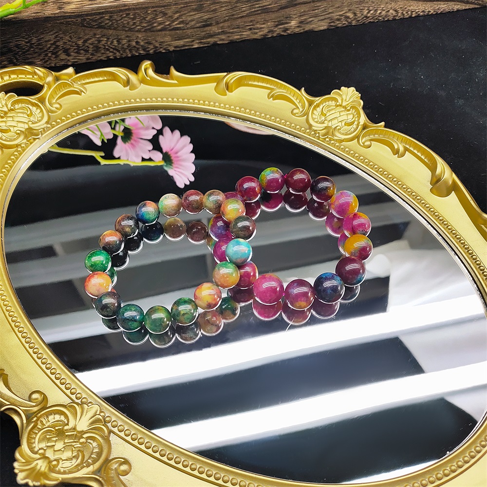 Pfirsichfarbenes Armband, kleine frische Natursteinkristalle, Traumpaar, Geschenkschnur für Mädchen und Jungen