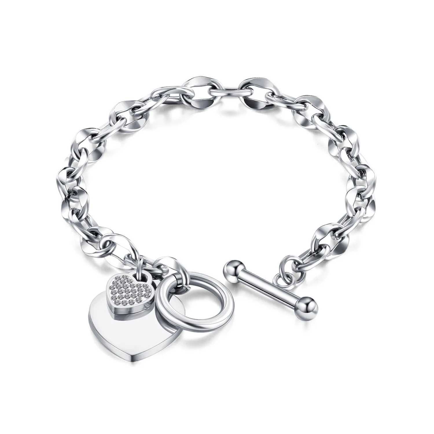 Braccialetti con ciondoli Semplice reticolo di cristallo Stella a cinque punte Bracciale a forma di cuore bracciali da donna Gioielli con strass