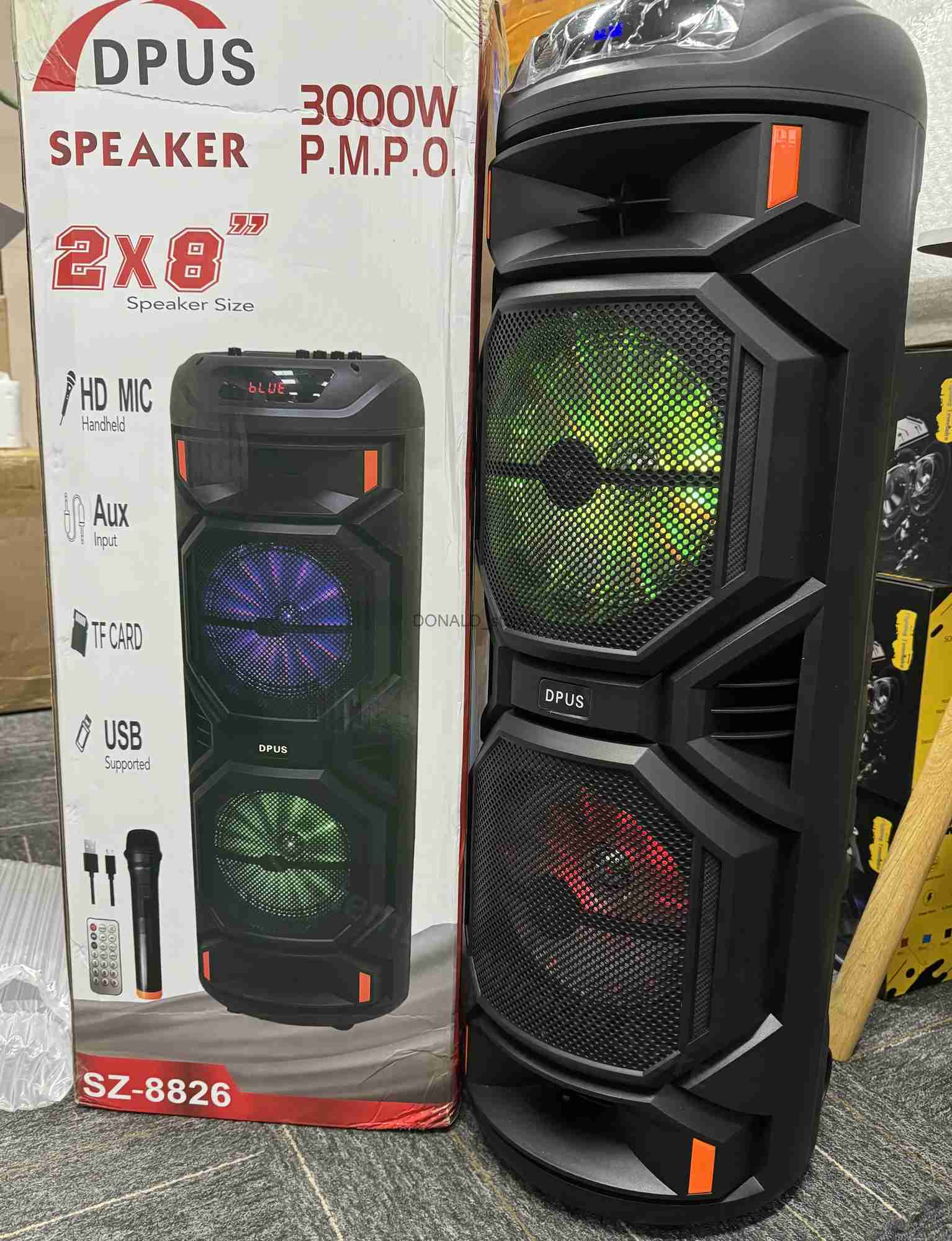 Speakers Double 8 Inch P.M.P.O 3000W Super Large Outdoor Bluetooth Speaker Karaoke Party Box Portable Wireless Subwoofer Column with Mic J240117